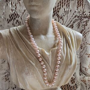 Faux Pearl Necklace Pink Hued Icing